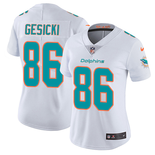 Nike Dolphins #86 Mike Gesicki White Women's Stitched NFL Vapor Untouchable Limited Jersey